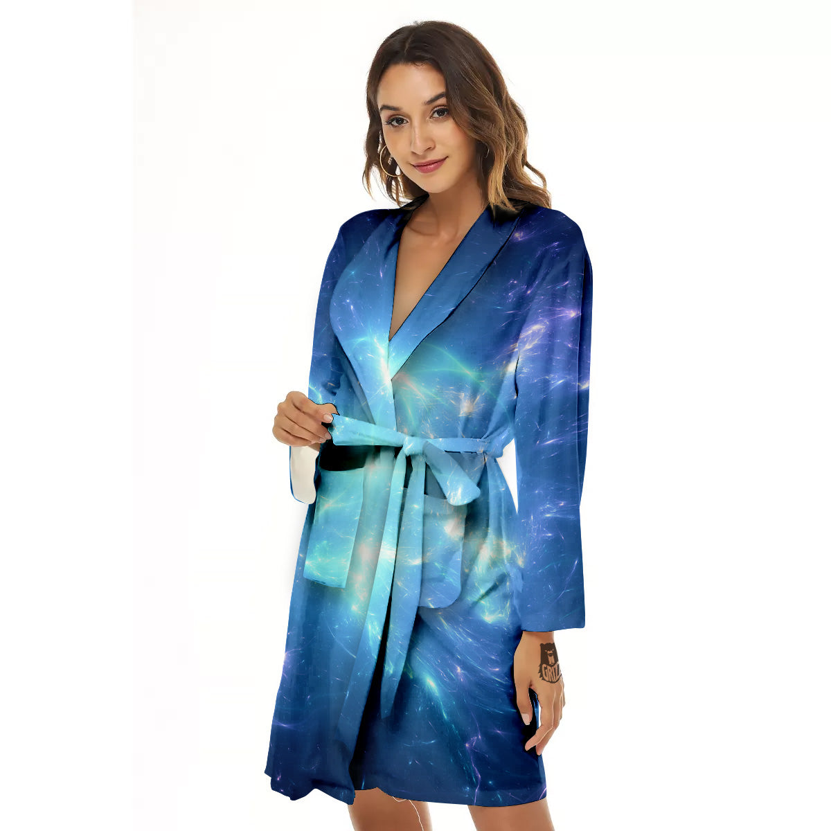 Plasma Blue Print Women's Robe-grizzshop
