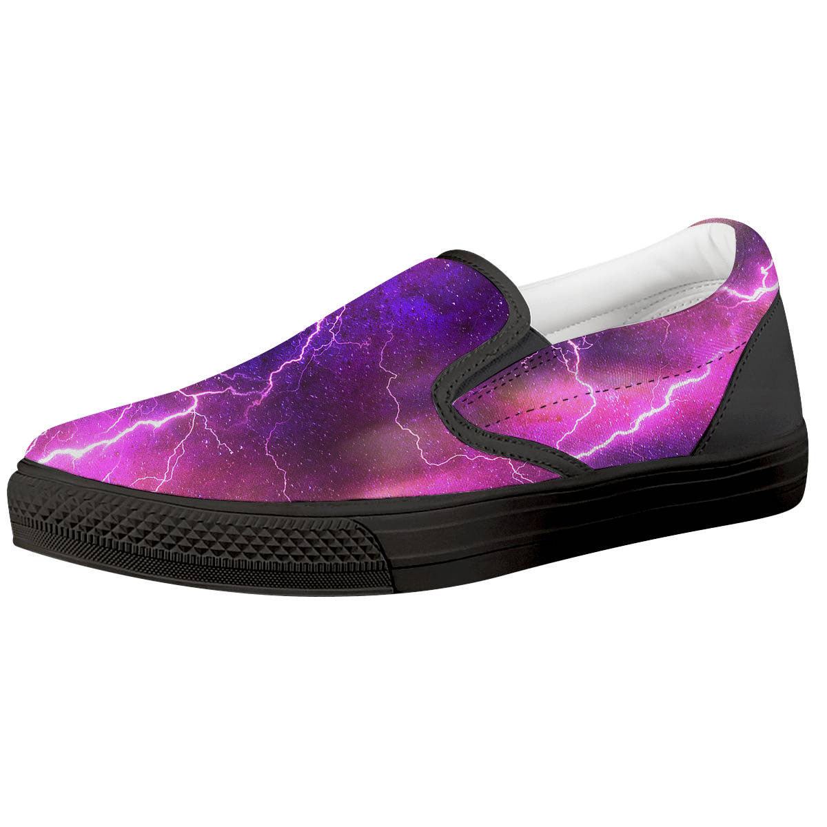 Plasma Lightning Print Black Slip On Shoes-grizzshop
