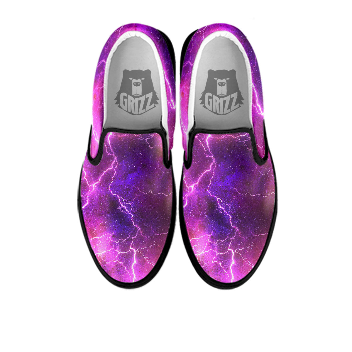 Plasma Lightning Print Black Slip On Shoes-grizzshop