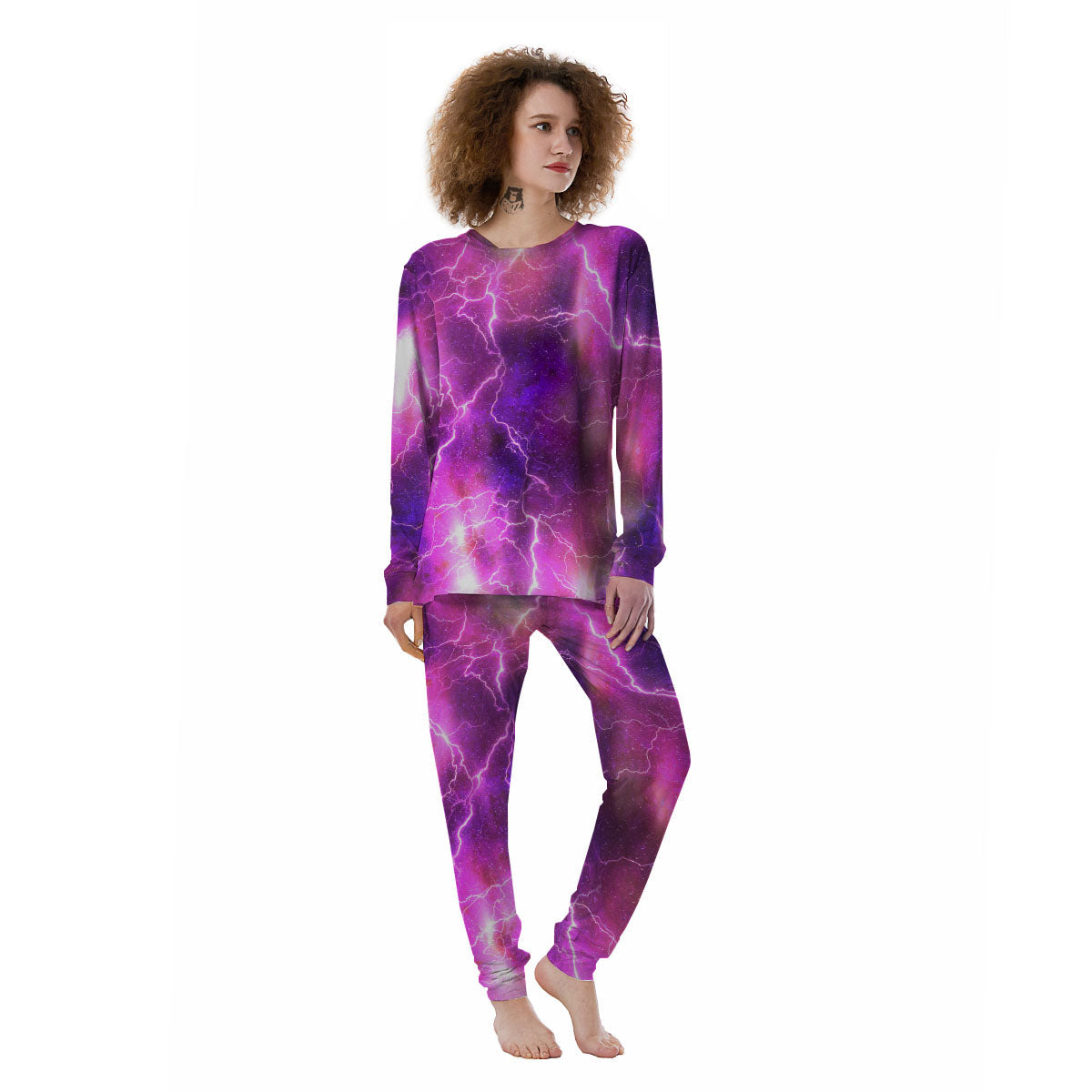 Plasma Lightning Print Women's Pajamas-grizzshop