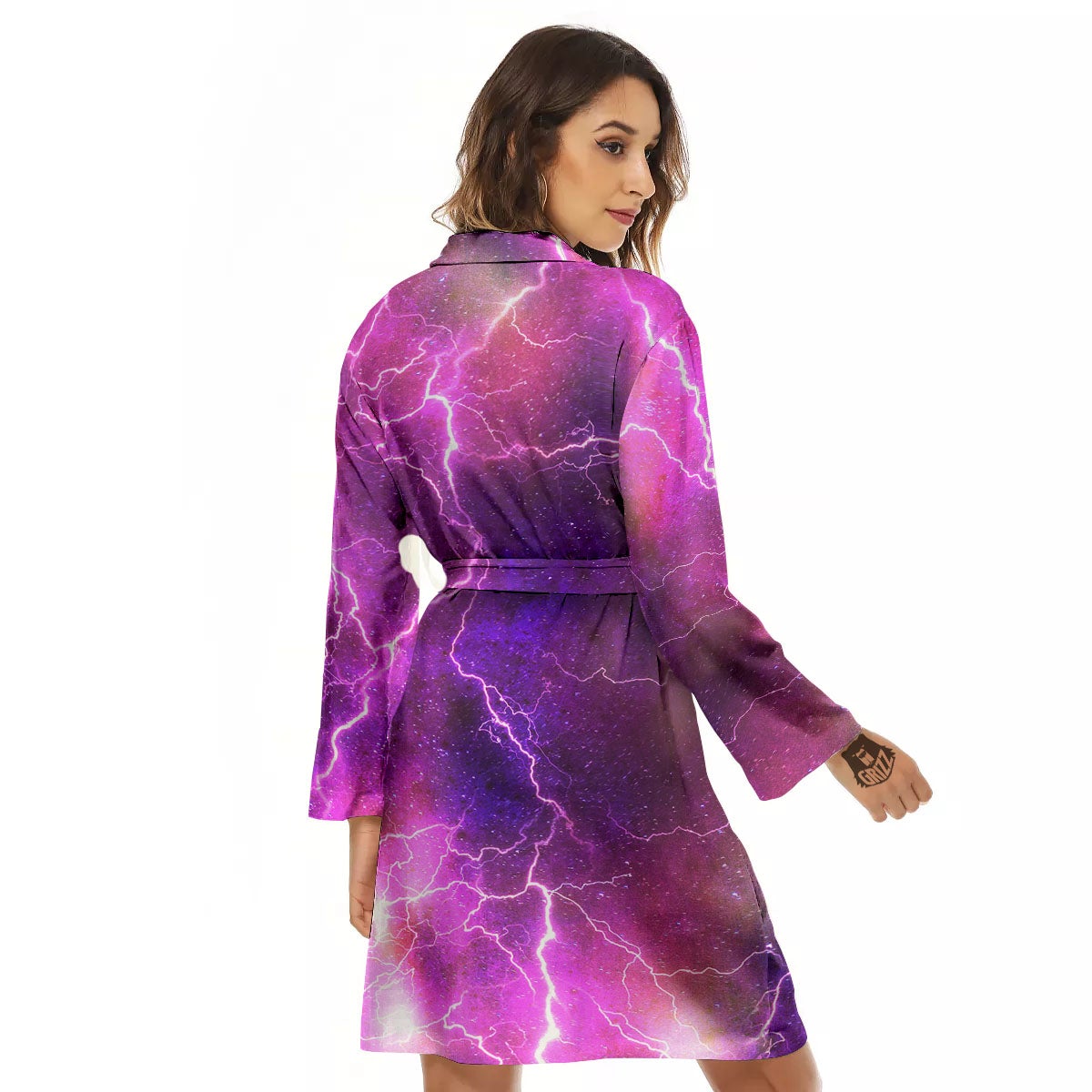 Plasma Lightning Print Women's Robe-grizzshop