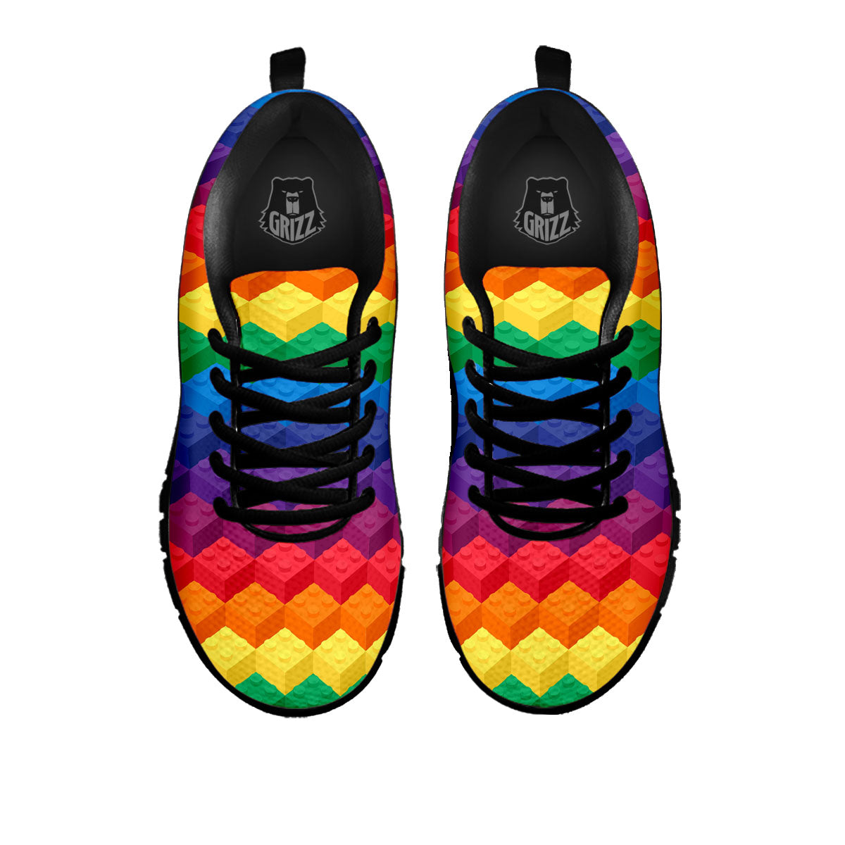 Plastic Blocks Building Print Pattern Black Sneaker-grizzshop