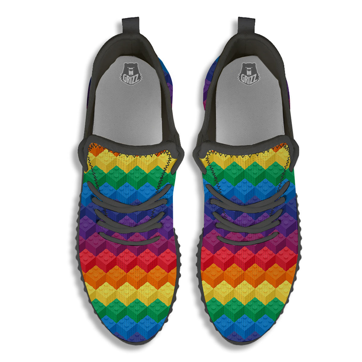 Plastic Blocks Building Print Pattern Black Walking Shoes-grizzshop