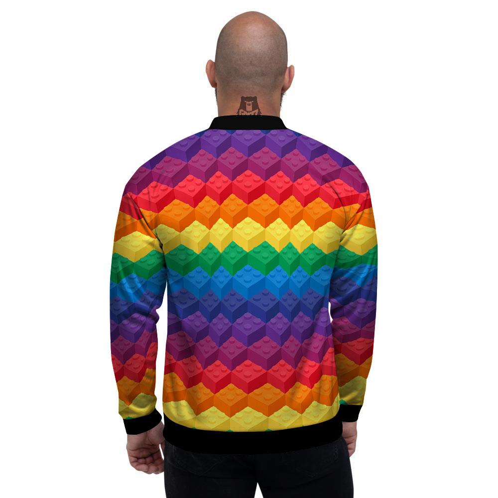 Plastic Blocks Building Print Pattern Men's Bomber Jacket-grizzshop