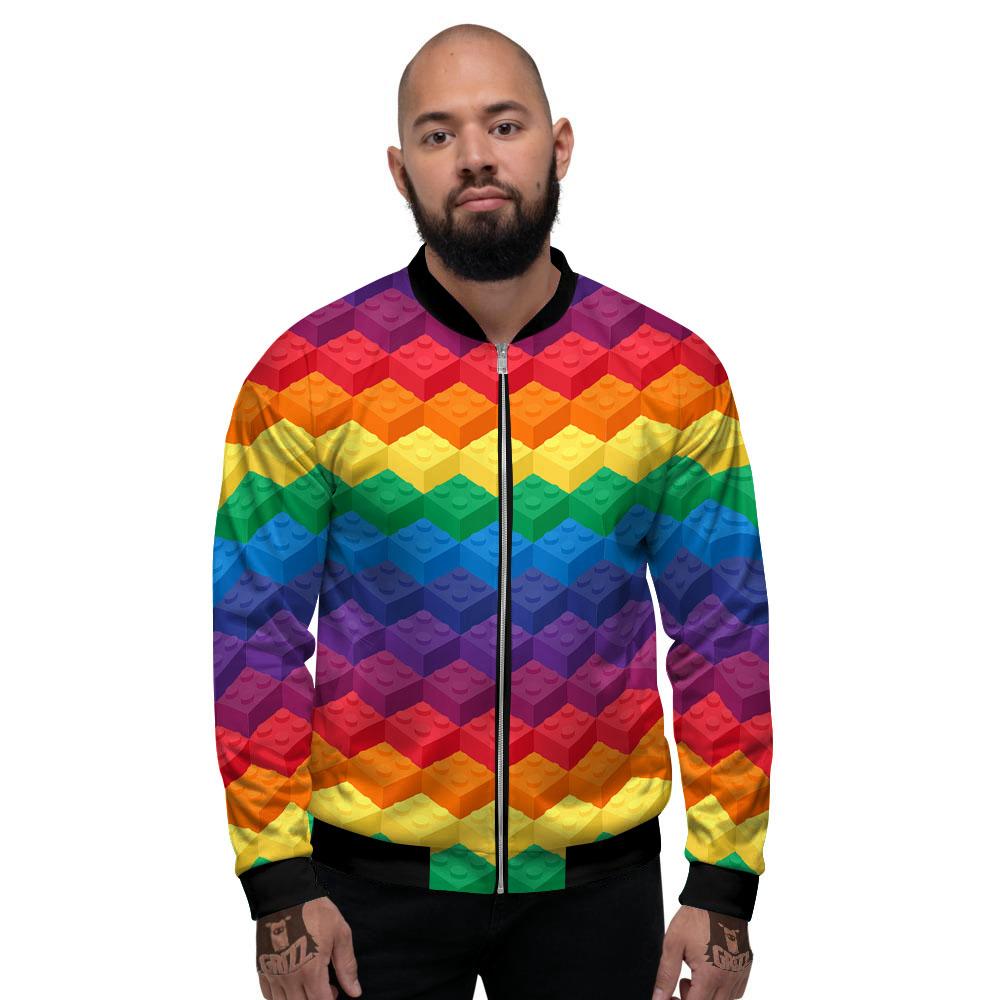 Plastic Blocks Building Print Pattern Men's Bomber Jacket-grizzshop