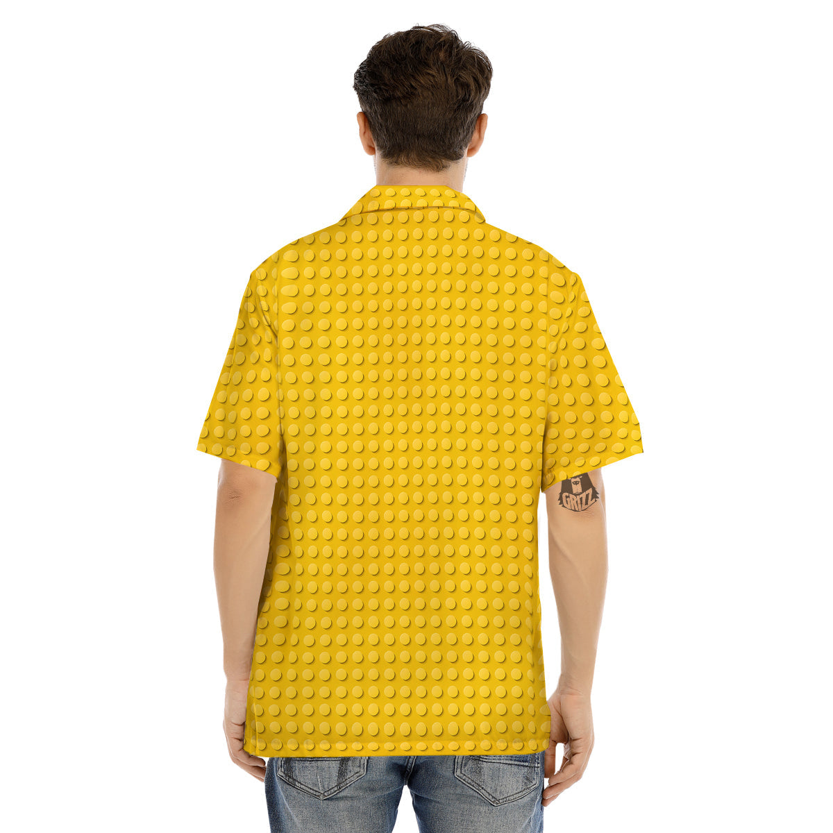 Plastic Building Blocks Yellow Print Pattern Men's Hawaiian Shirt-grizzshop