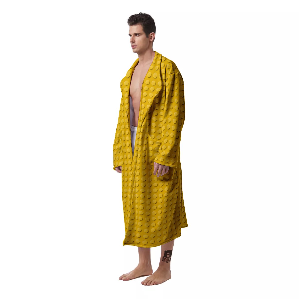 Plastic Building Blocks Yellow Print Pattern Men's Robe-grizzshop