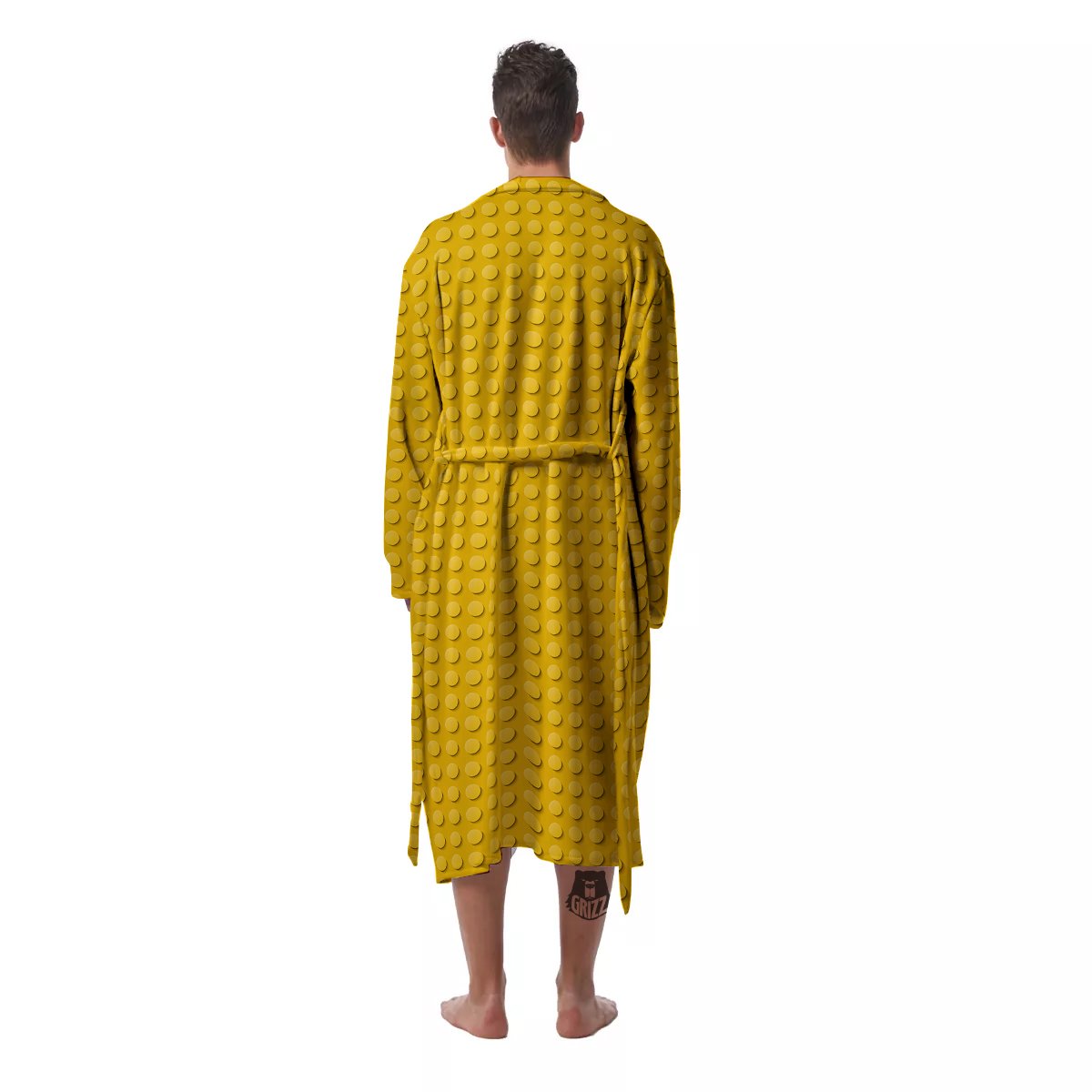 Plastic Building Blocks Yellow Print Pattern Men's Robe-grizzshop