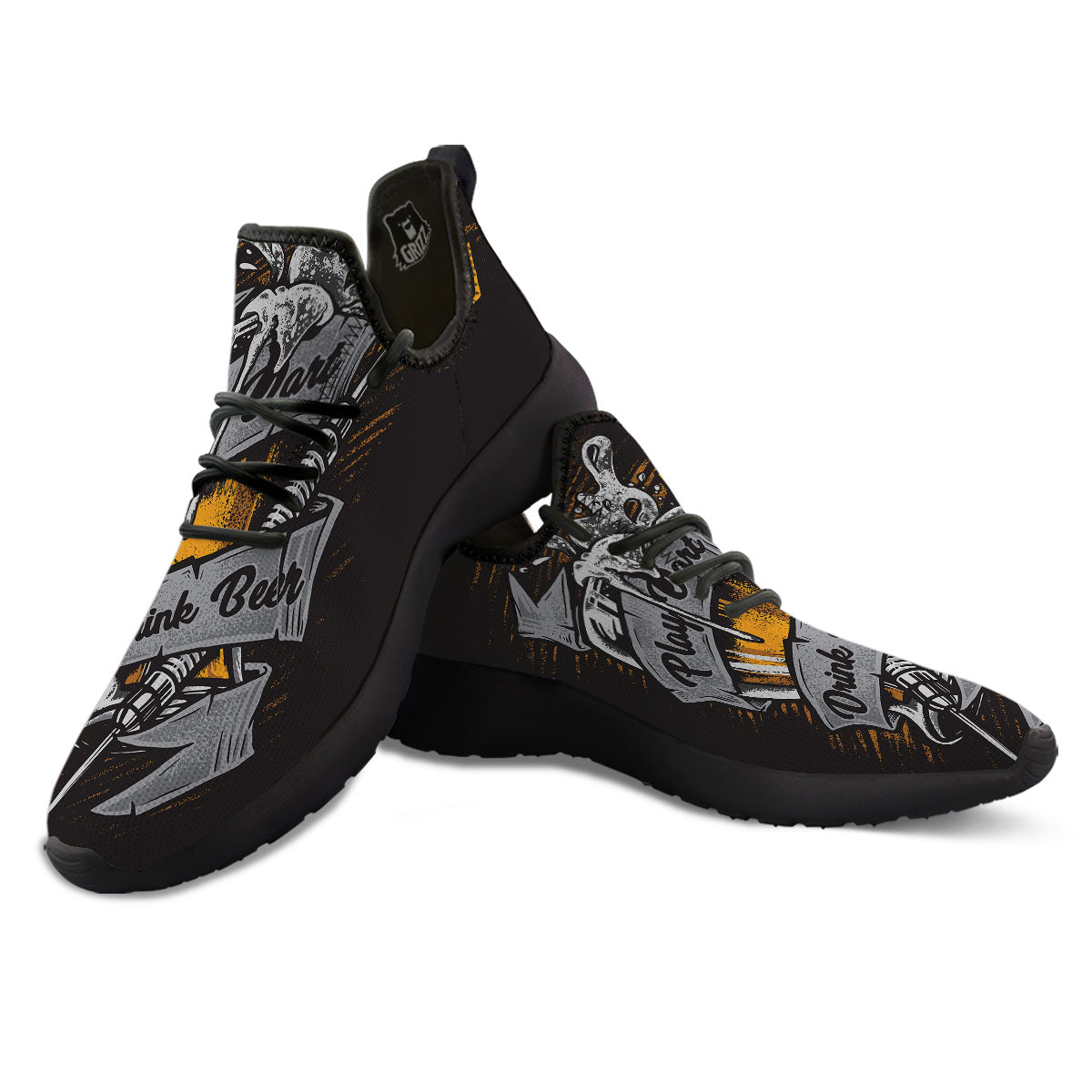 Play Dart Drink Beer Print Black Athletic Shoes-grizzshop