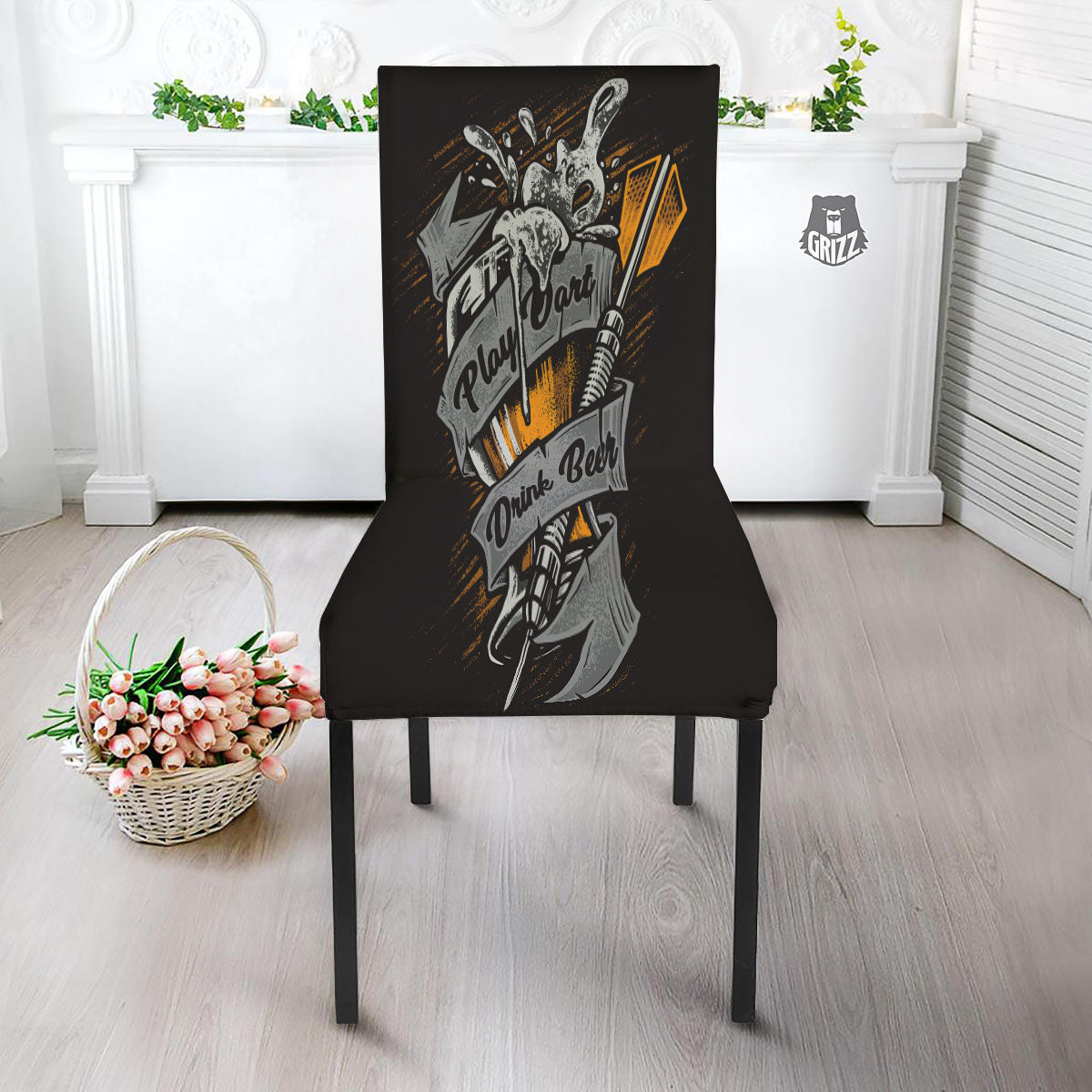 Play Dart Drink Beer Print Dining Chair Slipcover-grizzshop
