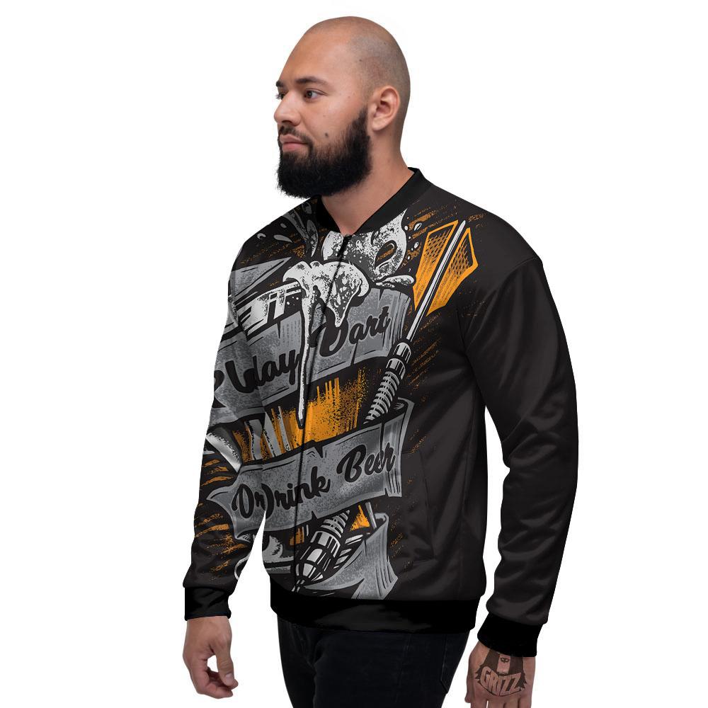 Play Dart Drink Beer Print Men's Bomber Jacket-grizzshop