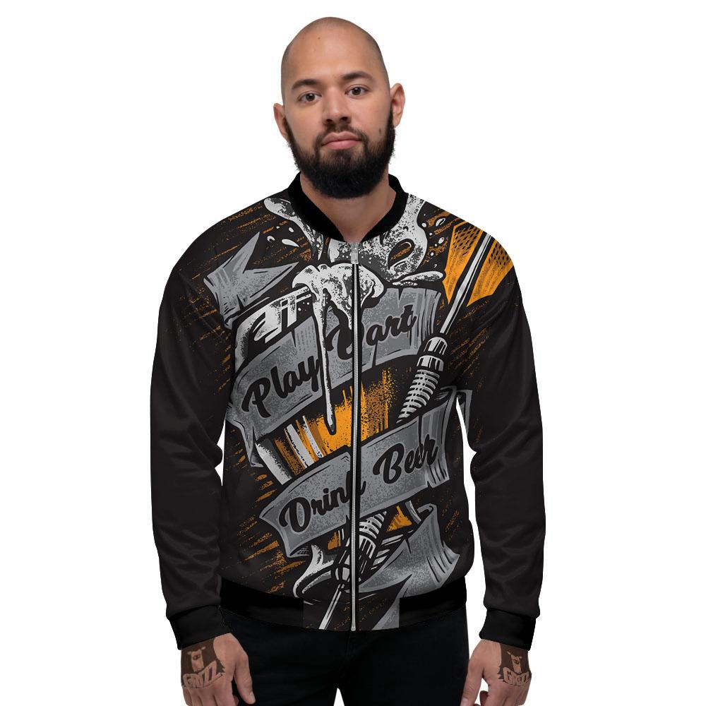 Play Dart Drink Beer Print Men's Bomber Jacket-grizzshop