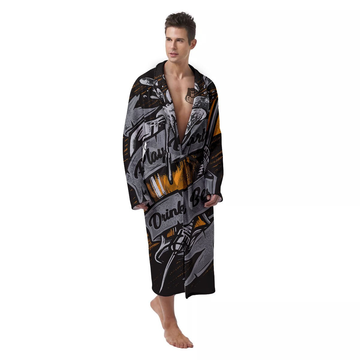 Play Dart Drink Beer Print Men's Robe-grizzshop