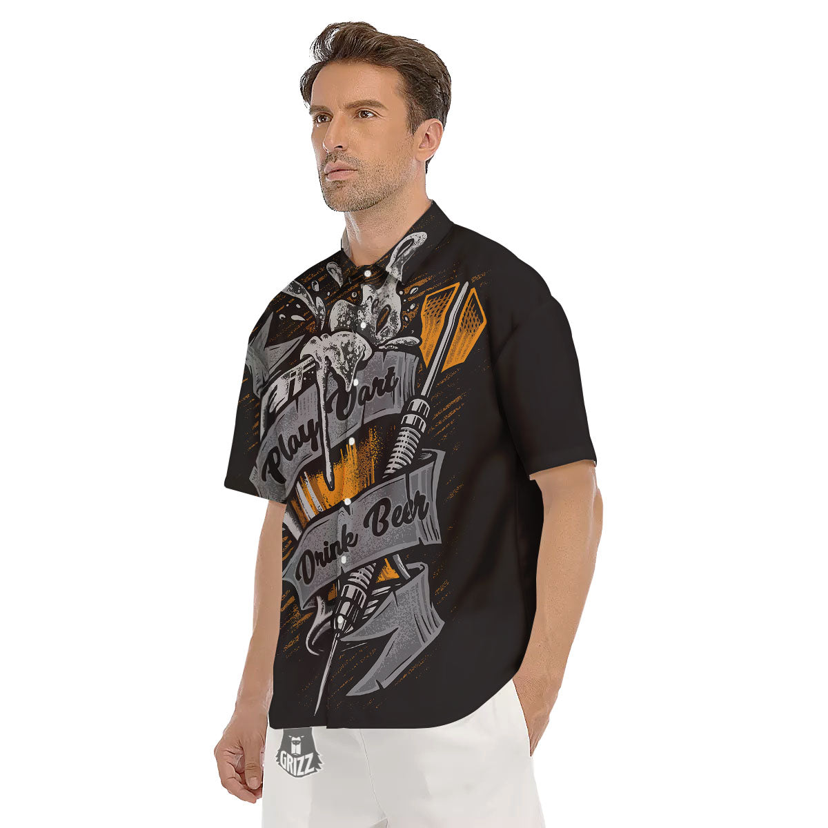 Play Dart Drink Beer Print Men's Short Sleeve Shirts-grizzshop