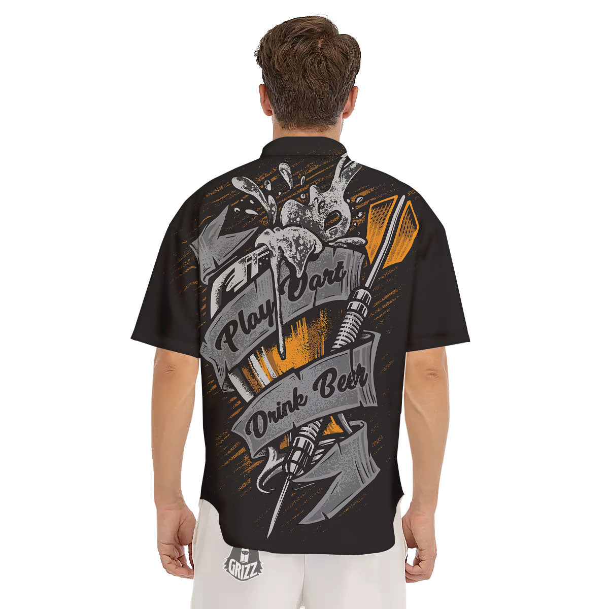 Play Dart Drink Beer Print Men's Short Sleeve Shirts-grizzshop