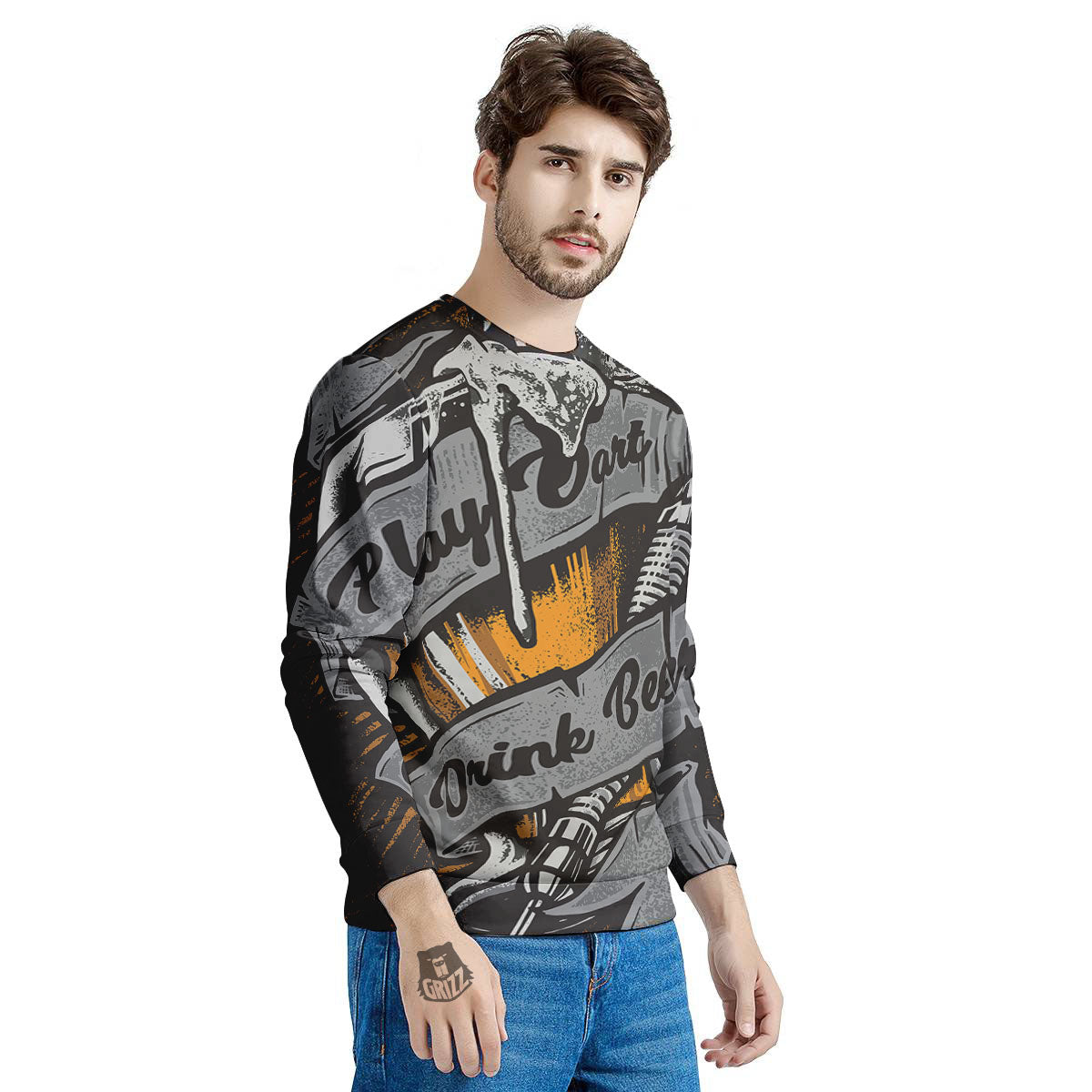 Play Dart Drink Beer Print Men's Sweatshirt-grizzshop