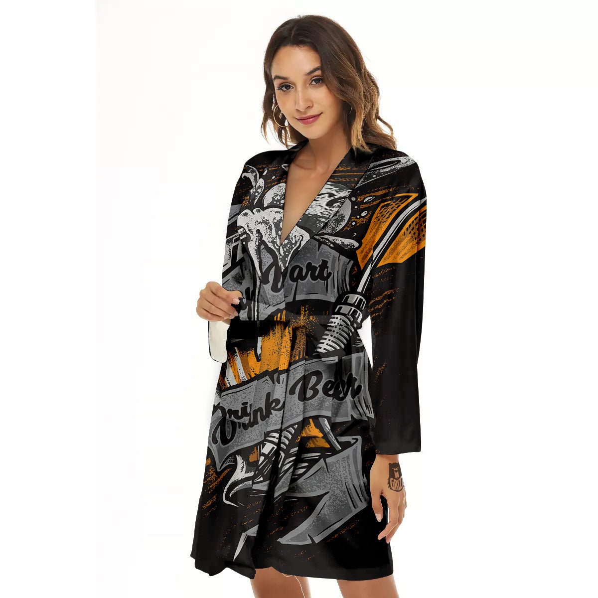 Play Dart Drink Beer Print Women's Robe-grizzshop