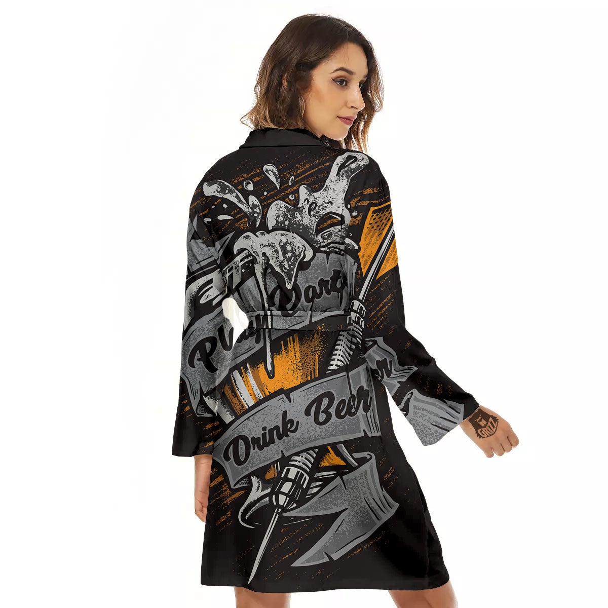 Play Dart Drink Beer Print Women's Robe-grizzshop