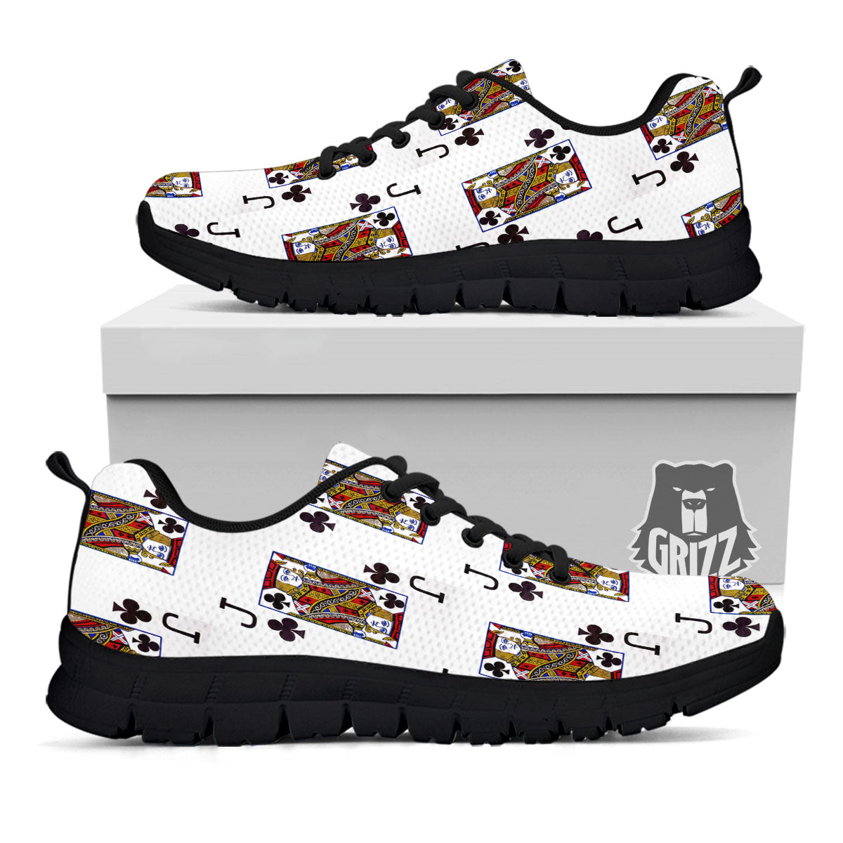 Playing Card Jack Of Clubs Print Pattern Black Sneaker-grizzshop