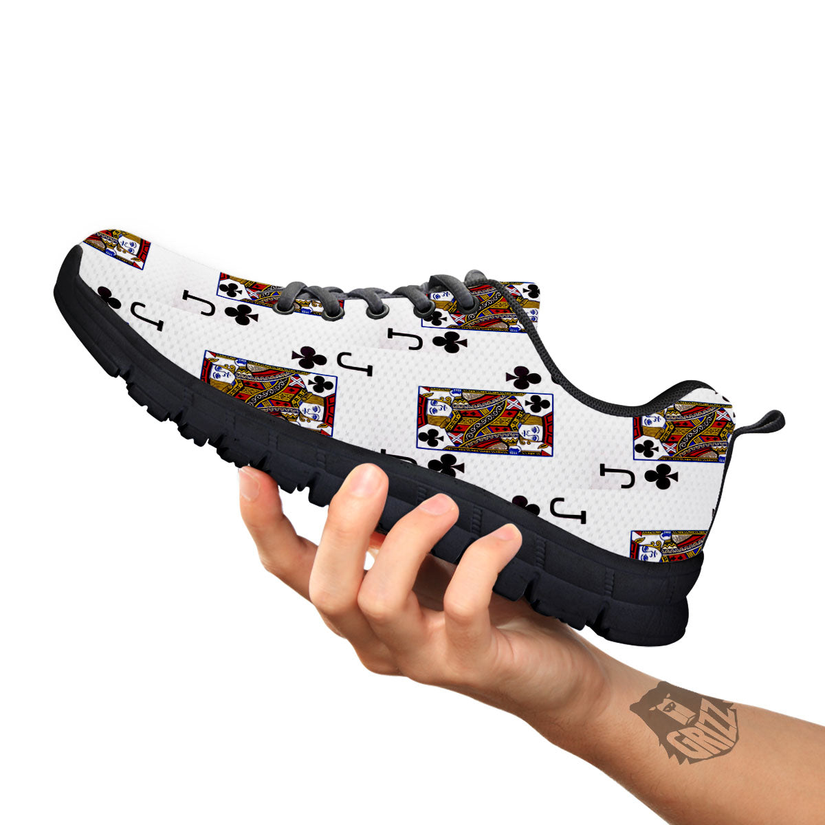 Playing Card Jack Of Clubs Print Pattern Black Sneaker-grizzshop