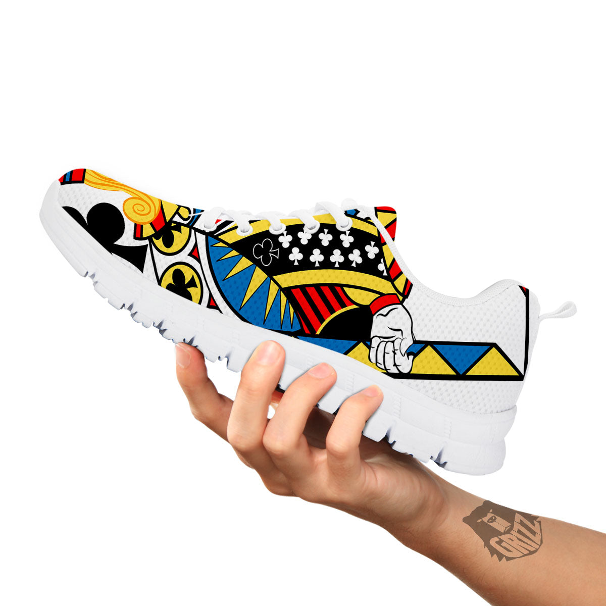Playing Card Jack Of Clubs Print White Sneaker-grizzshop