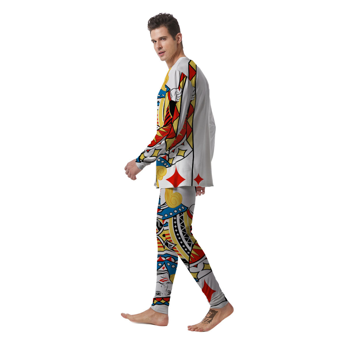Playing Card Jack Of Diamonds Print Men's Pajamas-grizzshop