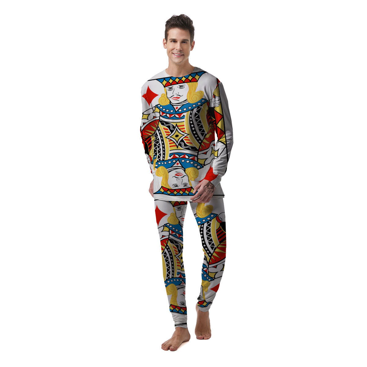 Playing Card Jack Of Diamonds Print Men's Pajamas-grizzshop
