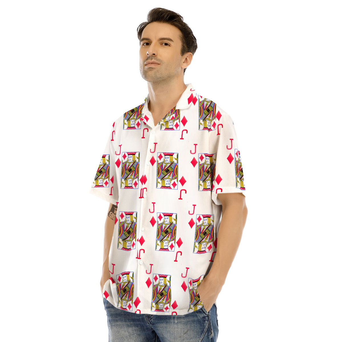Playing Card Jack Of Diamonds Print Pattern Men's Hawaiian Shirt-grizzshop