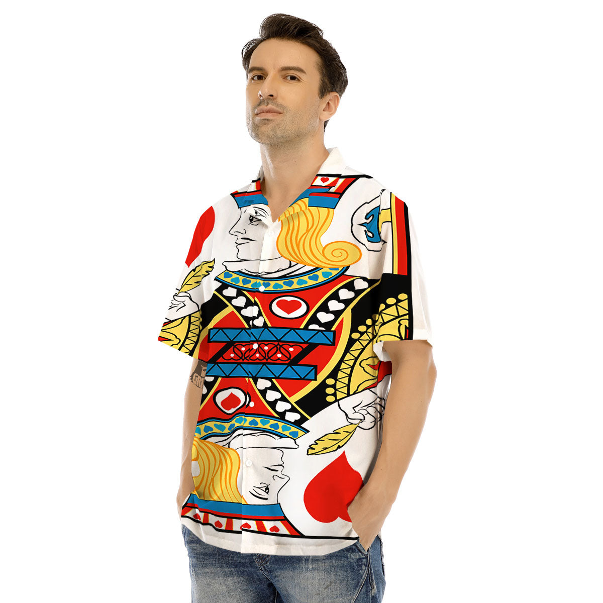 Playing Card Jack Of Hearts Print Men's Hawaiian Shirt-grizzshop