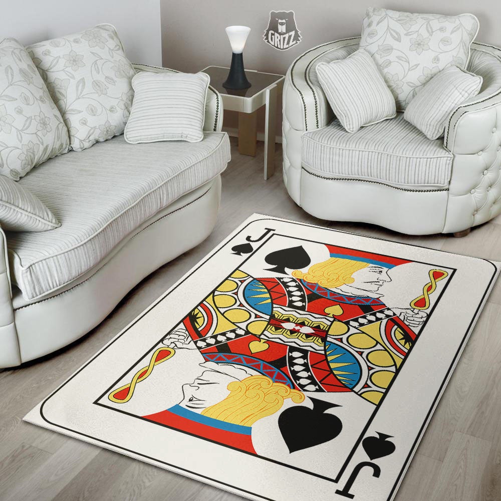 Playing Card Jack Of Spades Print Floor Mat-grizzshop