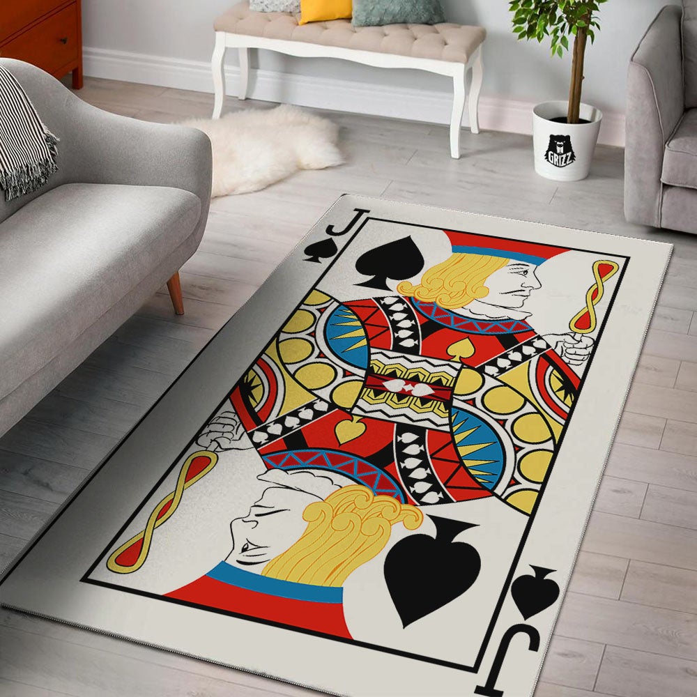 Playing Card Jack Of Spades Print Floor Mat-grizzshop