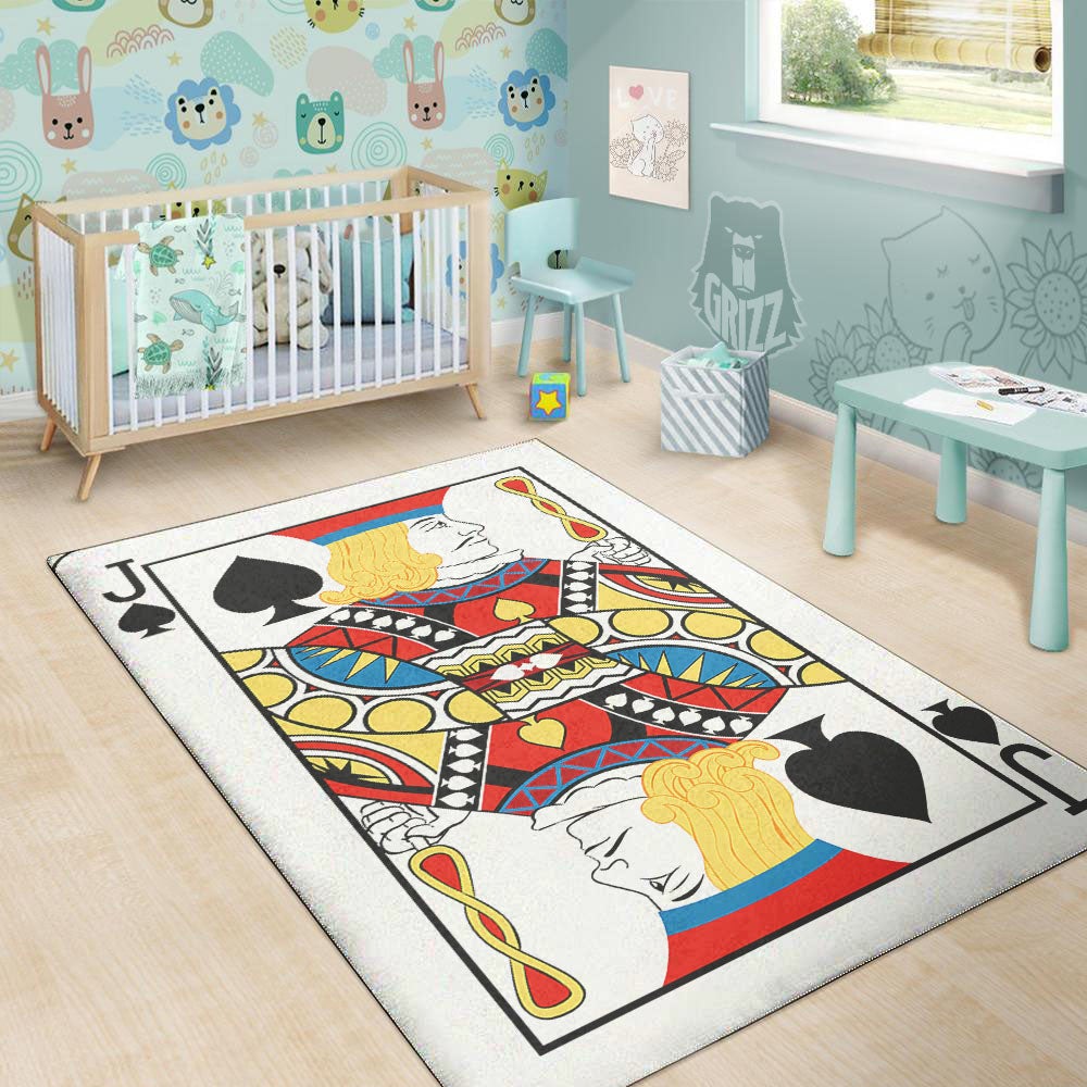 Playing Card Jack Of Spades Print Floor Mat-grizzshop