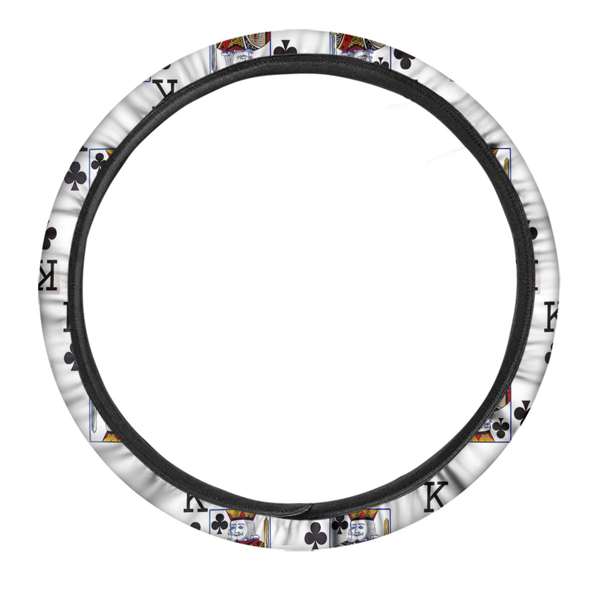Playing Card King Of Clubs Print Pattern Car Steering Wheel Cover-grizzshop