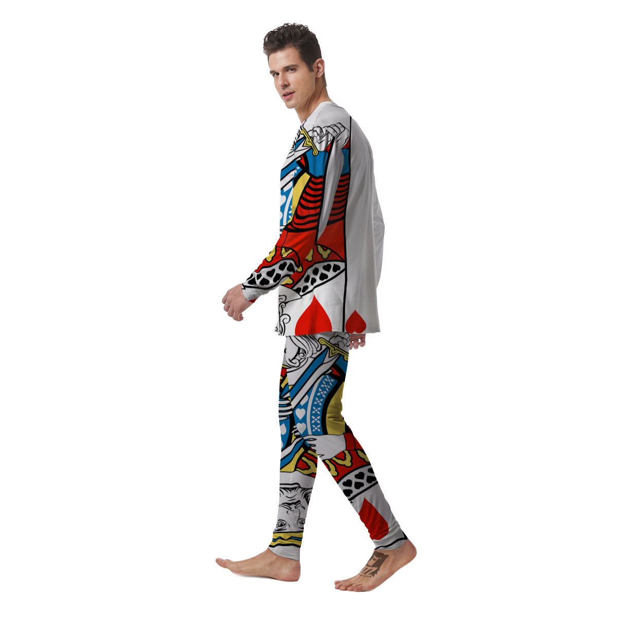 Playing Card King Of Hearts Print Men's Pajamas-grizzshop