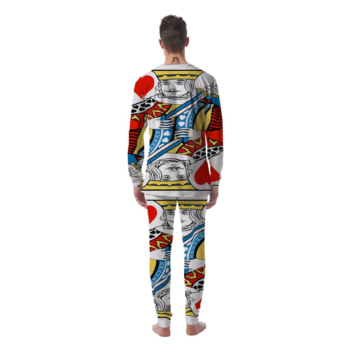 Playing Card King Of Hearts Print Men's Pajamas-grizzshop