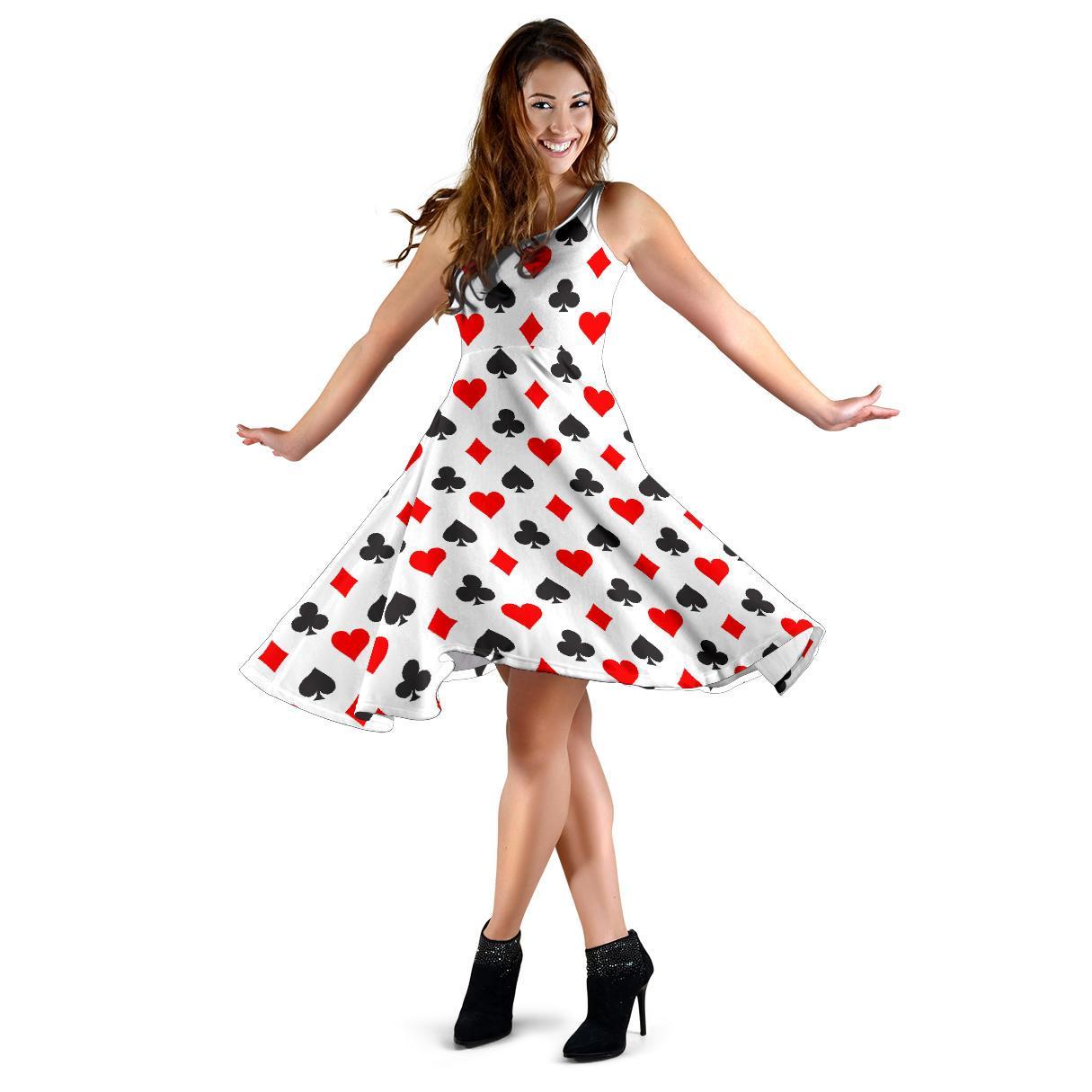 Playing Card Poker Casino Pattern Print Dress-grizzshop