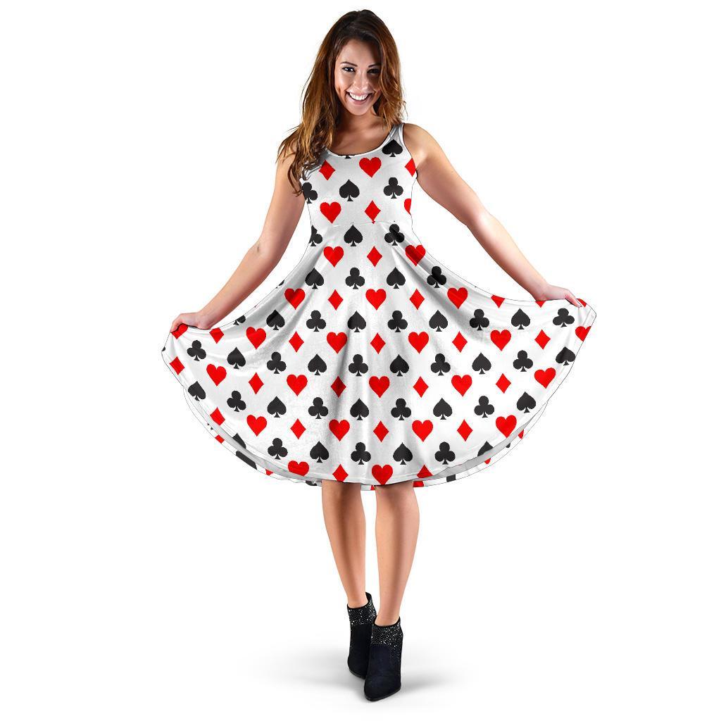 Playing Card Poker Casino Pattern Print Dress-grizzshop