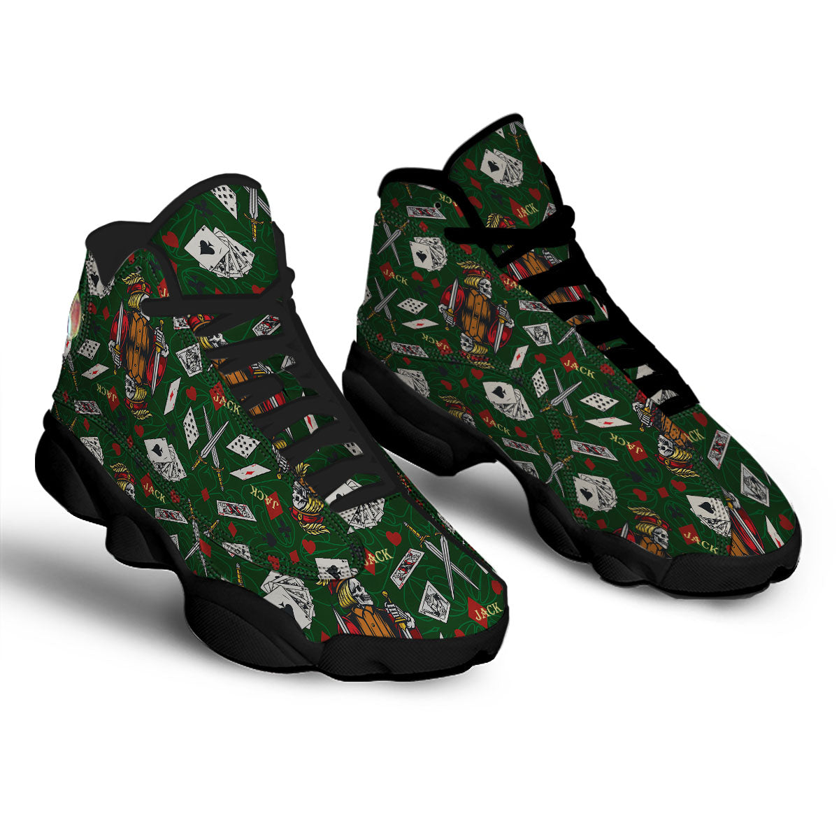 Playing Card Suits Poker Print Pattern Black Basketball Shoes-grizzshop