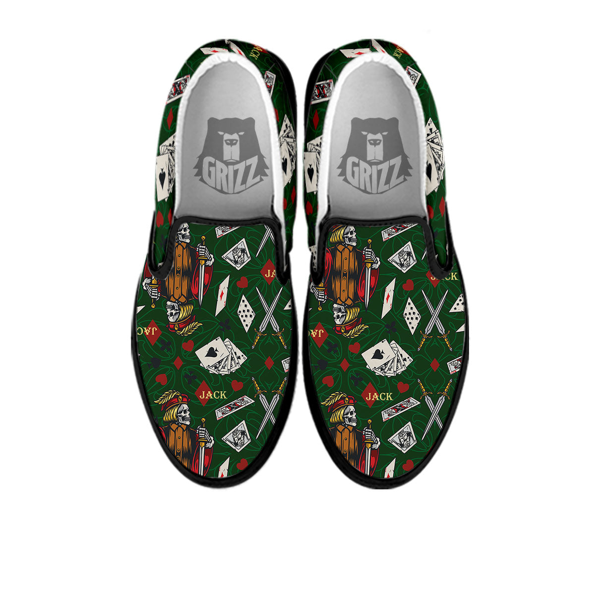 Playing Card Suits Poker Print Pattern Black Slip On Shoes-grizzshop