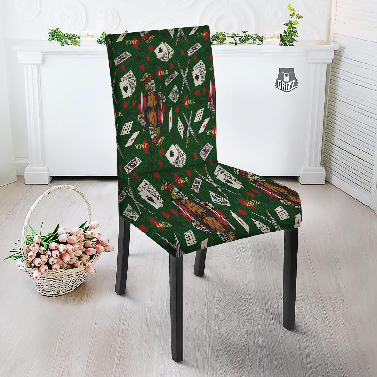 Playing Card Suits Poker Print Pattern Dining Chair Slipcover-grizzshop