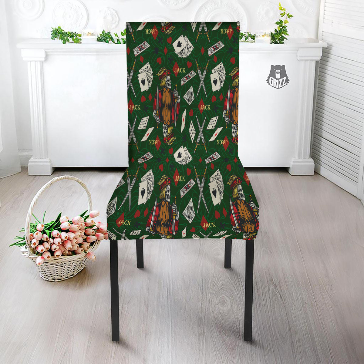 Playing Card Suits Poker Print Pattern Dining Chair Slipcover-grizzshop