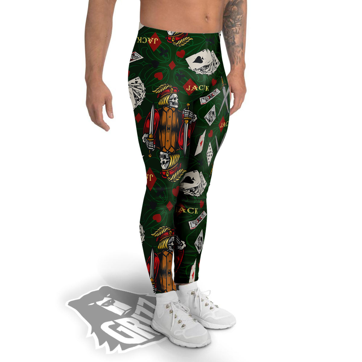 Playing Card Suits Poker Print Pattern Men's Leggings-grizzshop
