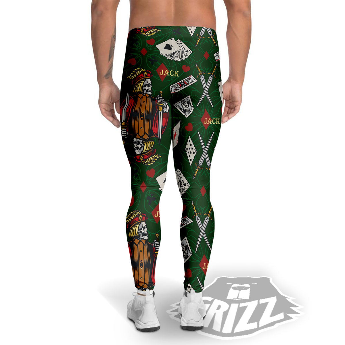 Playing Card Suits Poker Print Pattern Men's Leggings-grizzshop