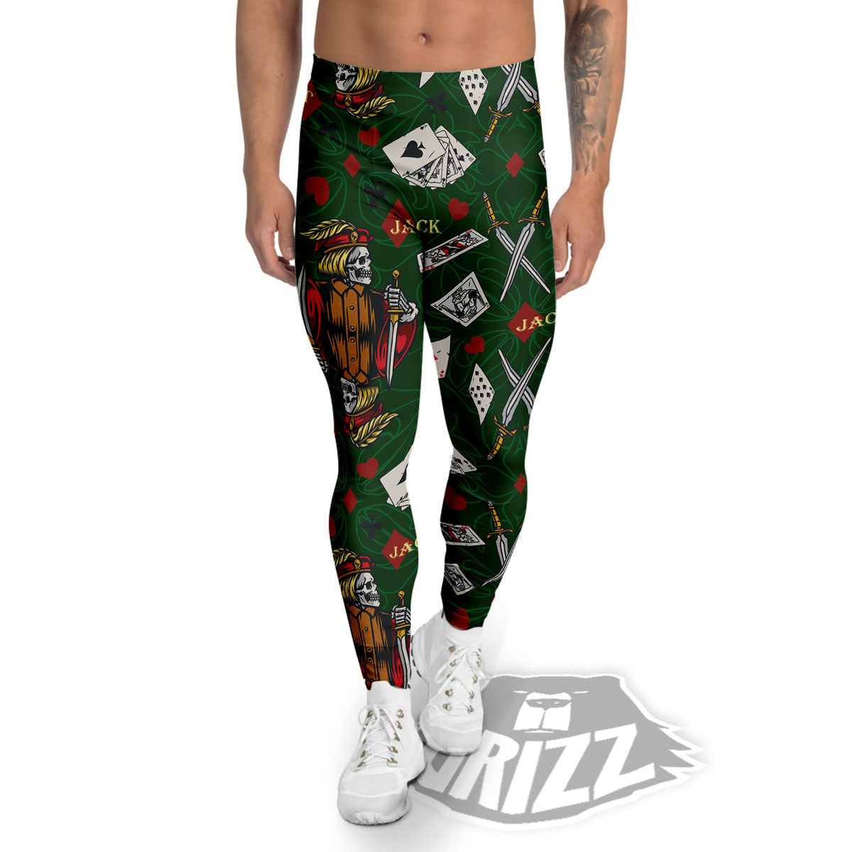 Playing Card Suits Poker Print Pattern Men's Leggings-grizzshop