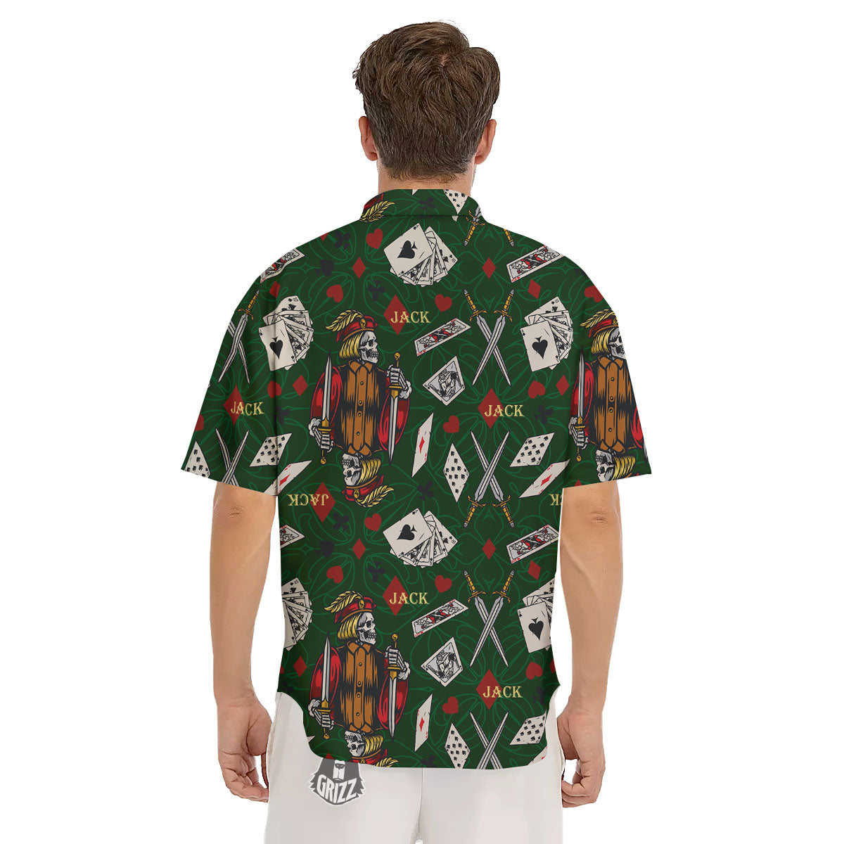 Playing Card Suits Poker Print Pattern Men's Short Sleeve Shirts-grizzshop