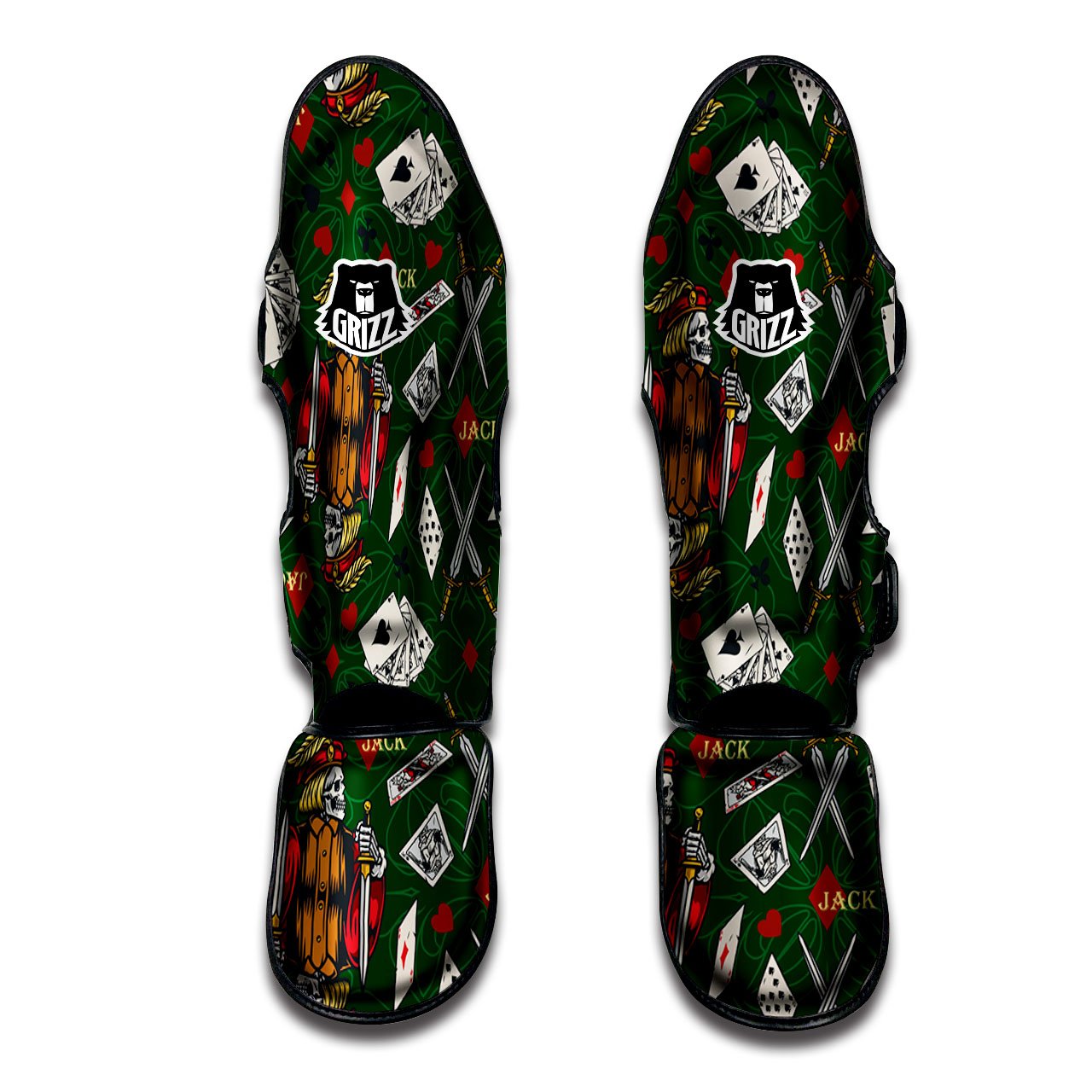 Playing Card Suits Poker Print Pattern Muay Thai Shin Guards-grizzshop