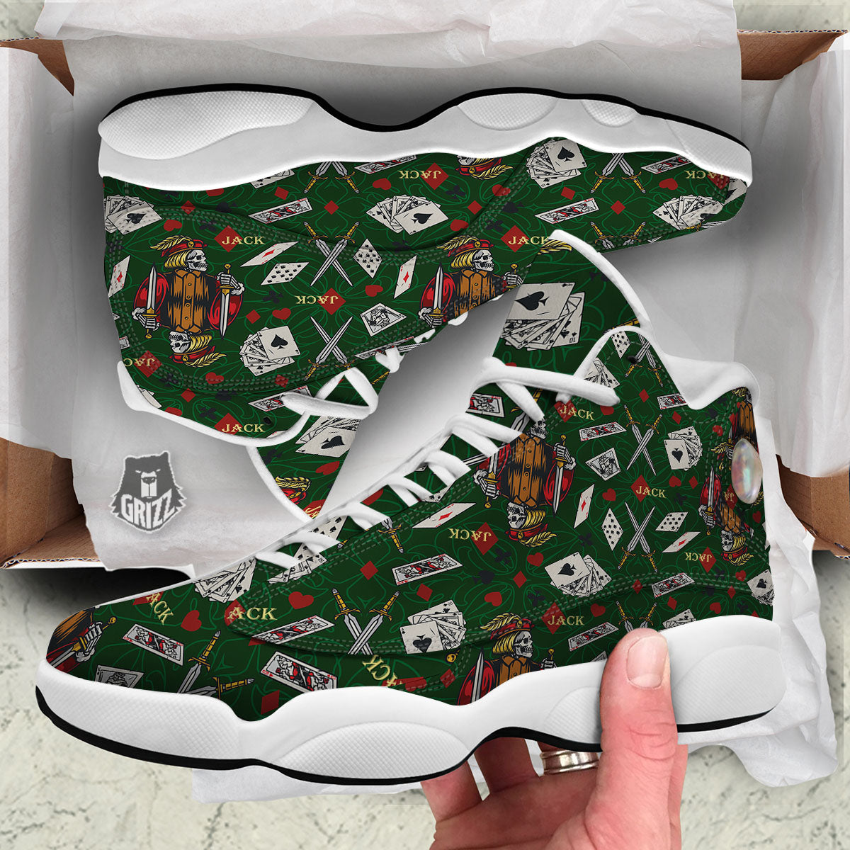 Playing Card Suits Poker Print Pattern White Basketball Shoes-grizzshop