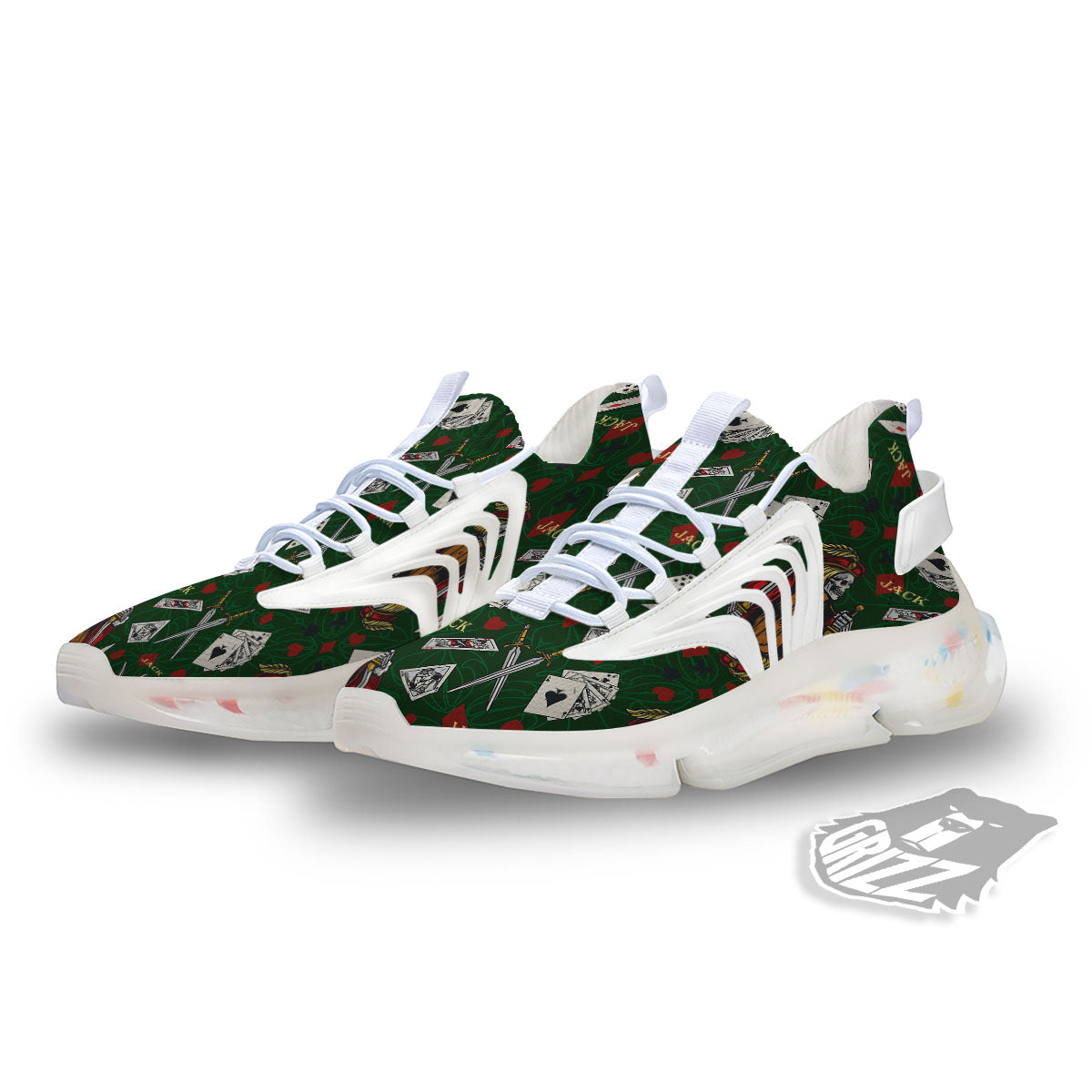 Playing Card Suits Poker Print Pattern White Gym Shoes-grizzshop