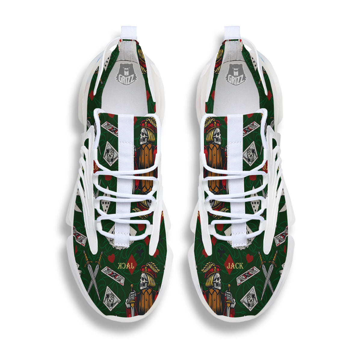 Playing Card Suits Poker Print Pattern White Gym Shoes-grizzshop