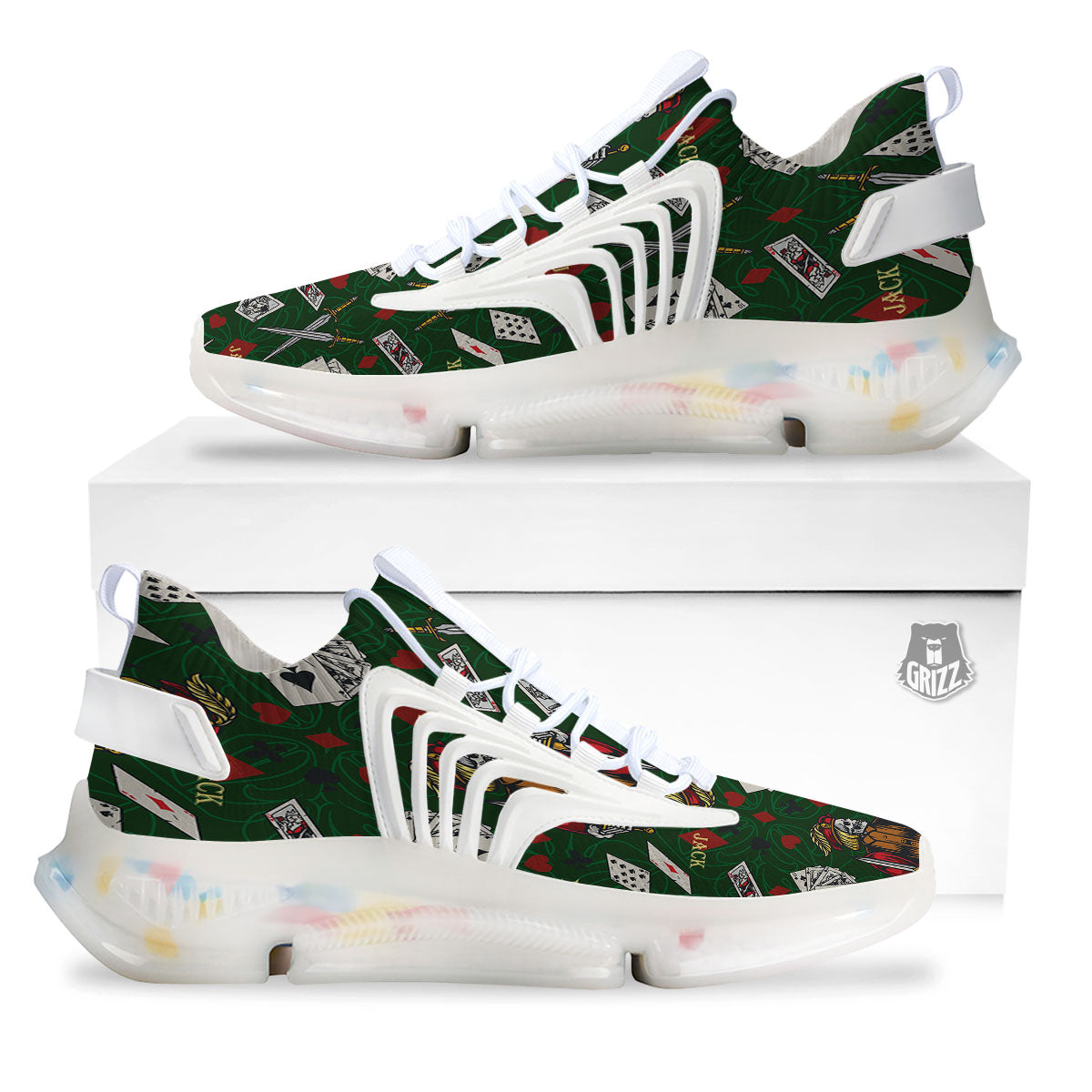Playing Card Suits Poker Print Pattern White Gym Shoes-grizzshop